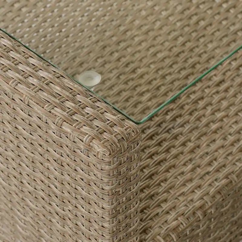 Set di mobili da esterno per patio, set di conversazione a 4 pezzi, divano componibile in vimini e rattan con cuscini per seduta