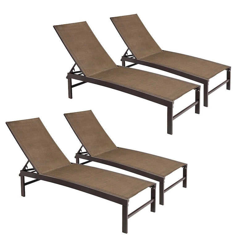 VredHom Chaise longue regolabile da esterno in alluminio (Set di 4) - 194 x 60 x 33 cm (L x P x A)