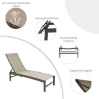 VredHom Chaise longue regolabile da esterno in alluminio (Set di 4) - 194 x 60 x 33 cm (L x P x A)
