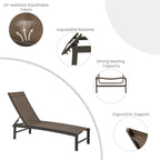 VredHom Chaise longue regolabile da esterno in alluminio (Set di 4) - 194 x 60 x 33 cm (L x P x A)