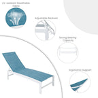 VredHom Chaise longue regolabile da esterno in alluminio (Set di 4) - 194 x 60 x 33 cm (L x P x A)