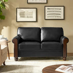 Divano Hedda Transitional in pelle largo 59 pollici con gambe in legno massello di HULALA HOME