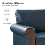 Divano Hedda Transitional in pelle largo 59 pollici con gambe in legno massello di HULALA HOME