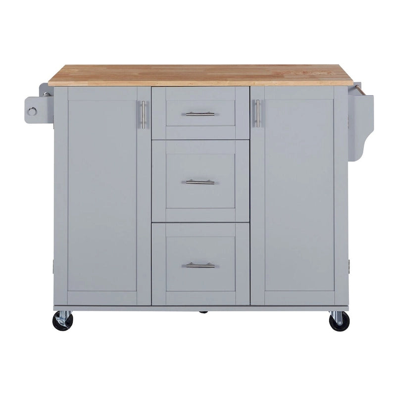 Carrello da cucina con piano in legno di caucciù