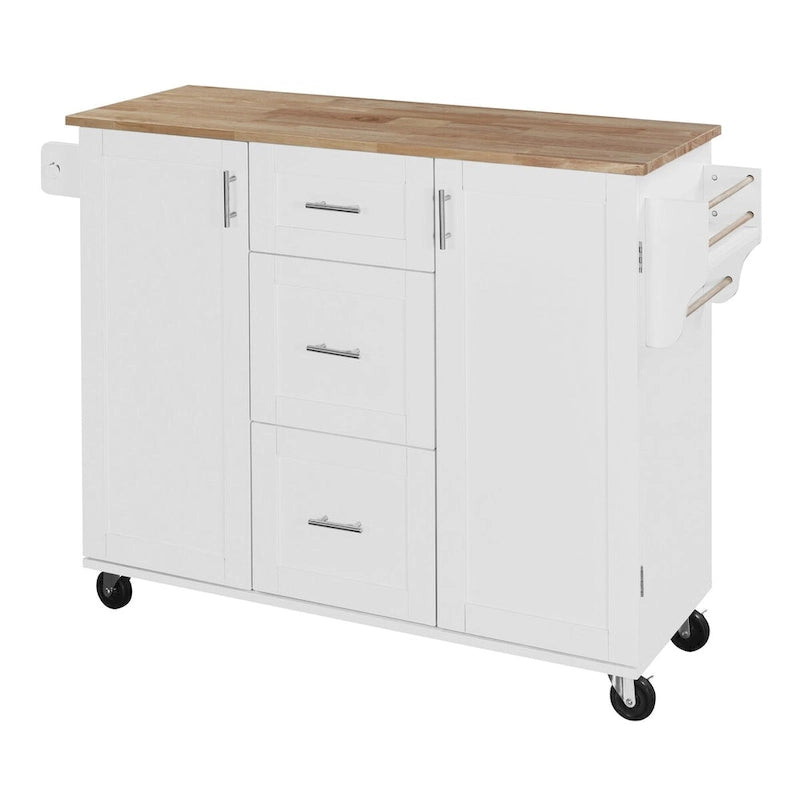 Carrello da cucina con piano in legno di caucciù