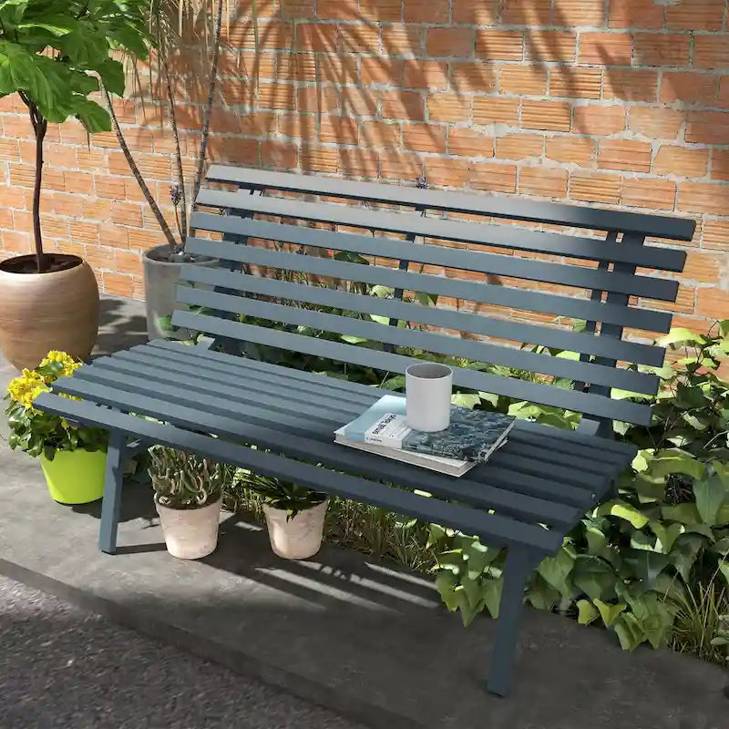 Outsunny 48.5 Garden Bench with Slatted Seat