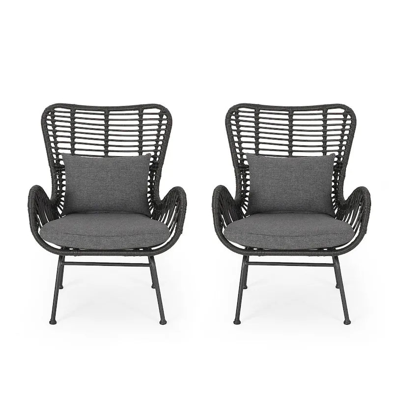 2 pz. Sedia Moderna da Esterno in Rattan Set da 2 di Christopher Knight Home
