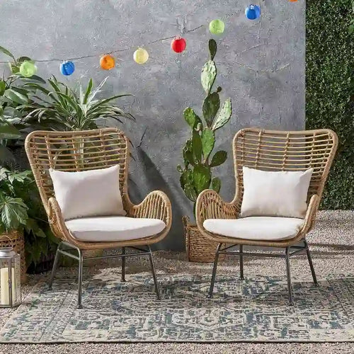 2 pz. Sedia Moderna da Esterno in Rattan Set da 2 di Christopher Knight Home
