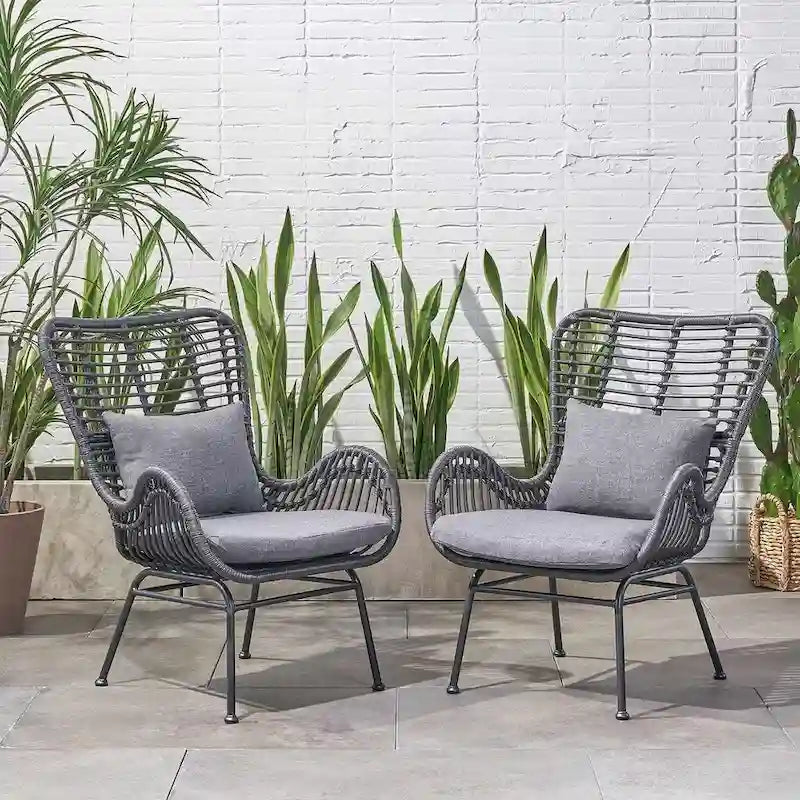 2 pz. Sedia Moderna da Esterno in Rattan Set da 2 di Christopher Knight Home