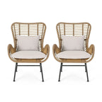 2 pz. Sedia Moderna da Esterno in Rattan Set da 2 di Christopher Knight Home