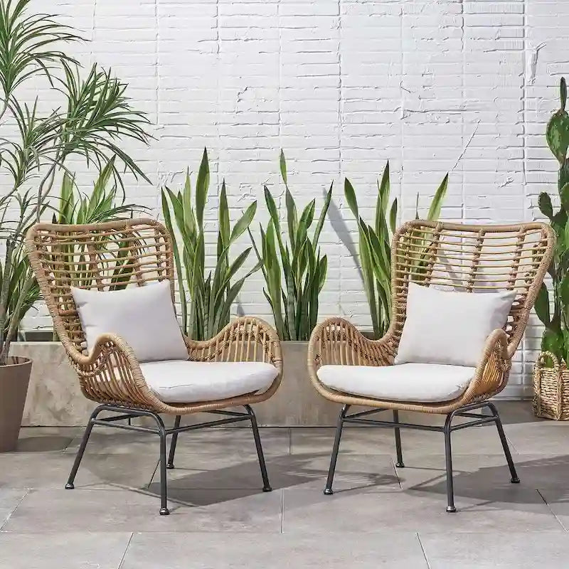 2 pz. Sedia Moderna da Esterno in Rattan Set da 2 di Christopher Knight Home