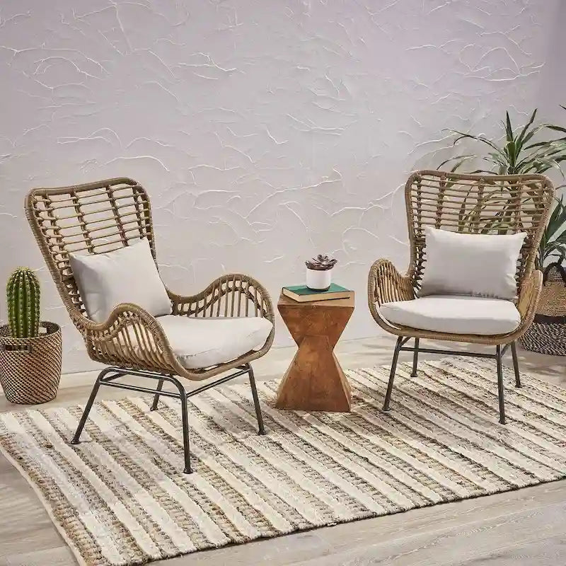 2 pz. Sedia Moderna da Esterno in Rattan Set da 2 di Christopher Knight Home