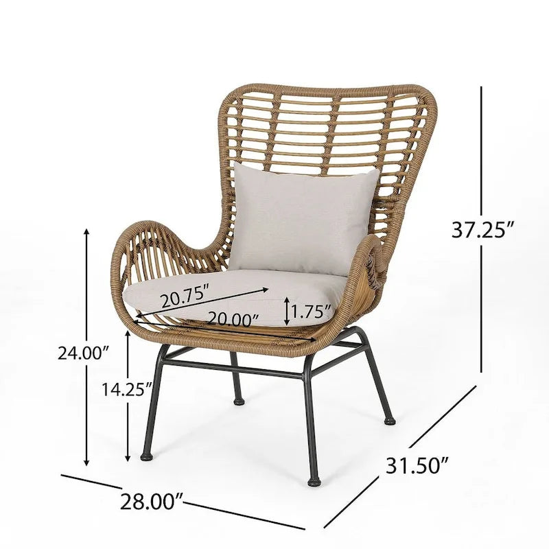 2 pz. Sedia Moderna da Esterno in Rattan Set da 2 di Christopher Knight Home