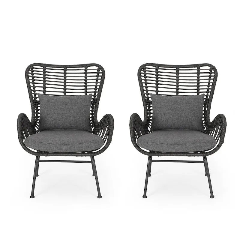 2 pz. Sedia Moderna da Esterno in Rattan Set da 2 di Christopher Knight Home