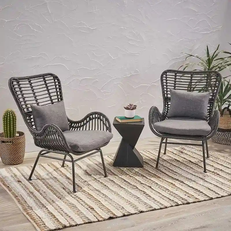 2 pz. Sedia Moderna da Esterno in Rattan Set da 2 di Christopher Knight Home