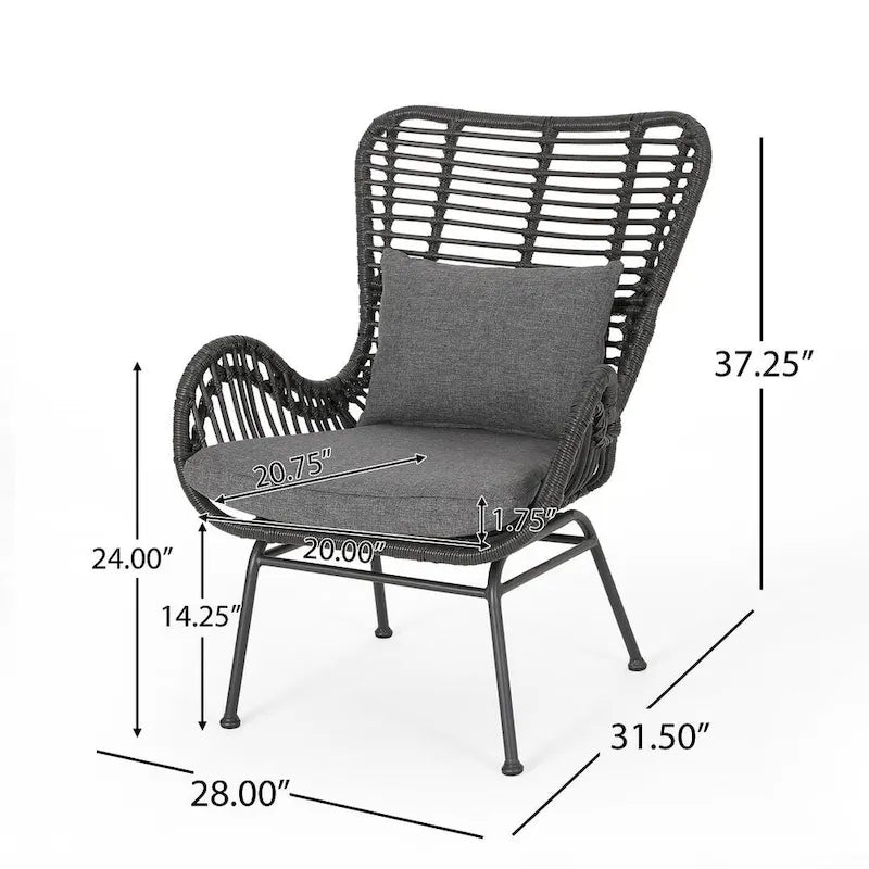 2 pz. Sedia Moderna da Esterno in Rattan Set da 2 di Christopher Knight Home