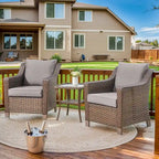PE Rattan Wicker Chairs with Side Table - Brown