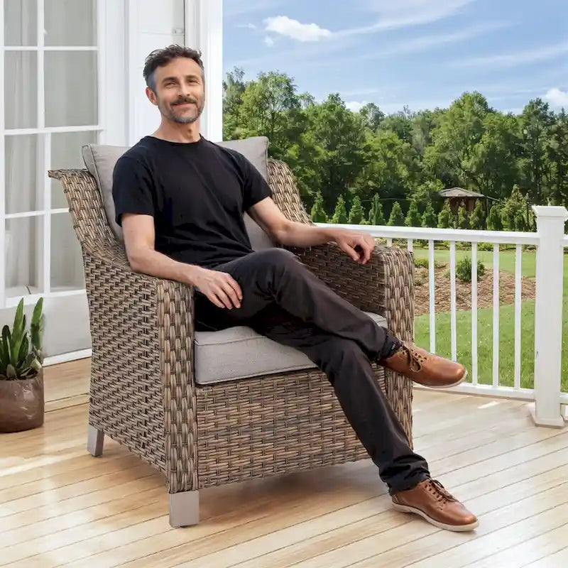 Sedie in vimini di PE Rattan con tavolino laterale - Marrone