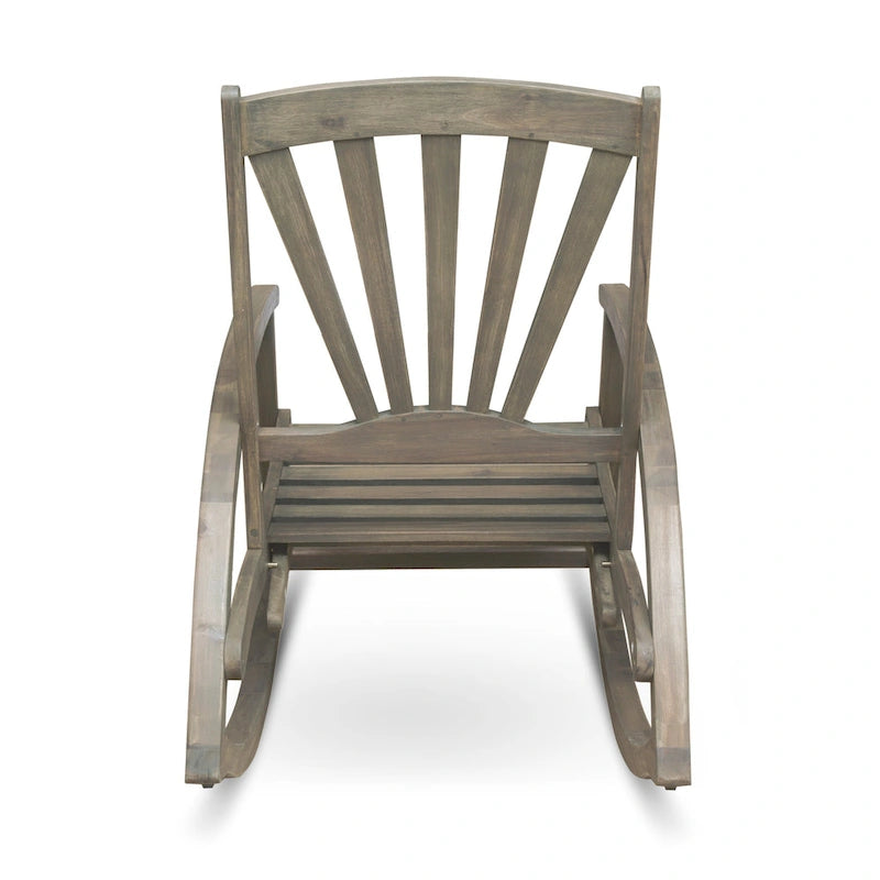 Sedia a Dondolo Reclinabile Cusp Barn in Legno di Acacia, Design Resistente, Poggiapiedi Retraibile con Funzione Dondolo