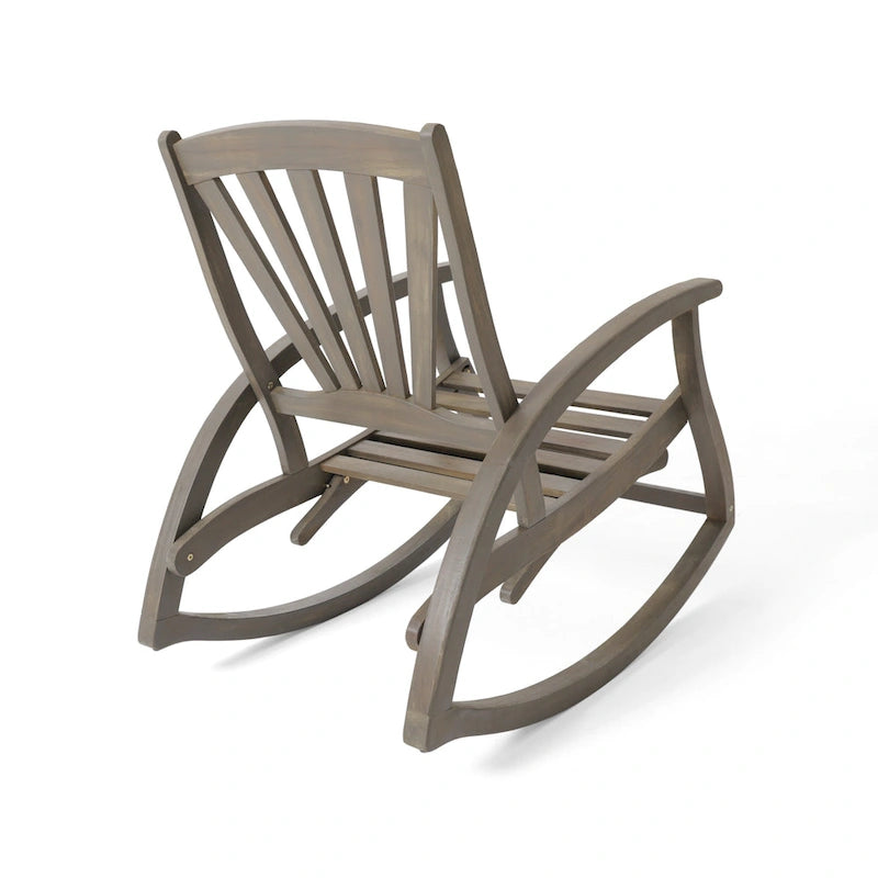 Sedia a Dondolo Reclinabile Cusp Barn in Legno di Acacia, Design Resistente, Poggiapiedi Retraibile con Funzione Dondolo