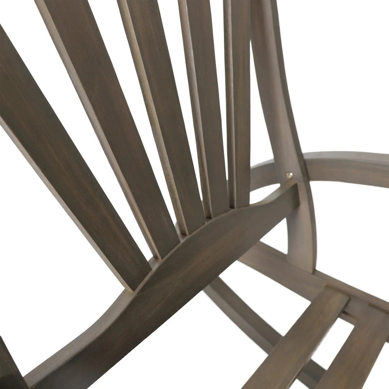 Sedia a Dondolo Reclinabile Cusp Barn in Legno di Acacia, Design Resistente, Poggiapiedi Retraibile con Funzione Dondolo