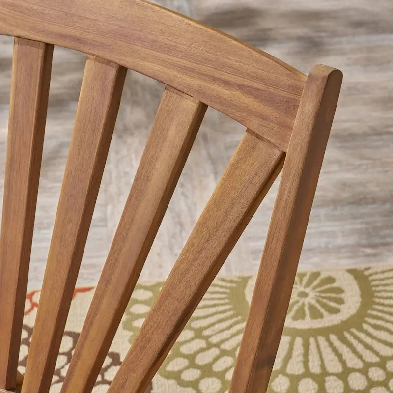 Sedia a Dondolo Reclinabile Cusp Barn in Legno di Acacia, Design Resistente, Poggiapiedi Retraibile con Funzione Dondolo