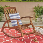Sedia a Dondolo Reclinabile Cusp Barn in Legno di Acacia, Design Resistente, Poggiapiedi Retraibile con Funzione Dondolo