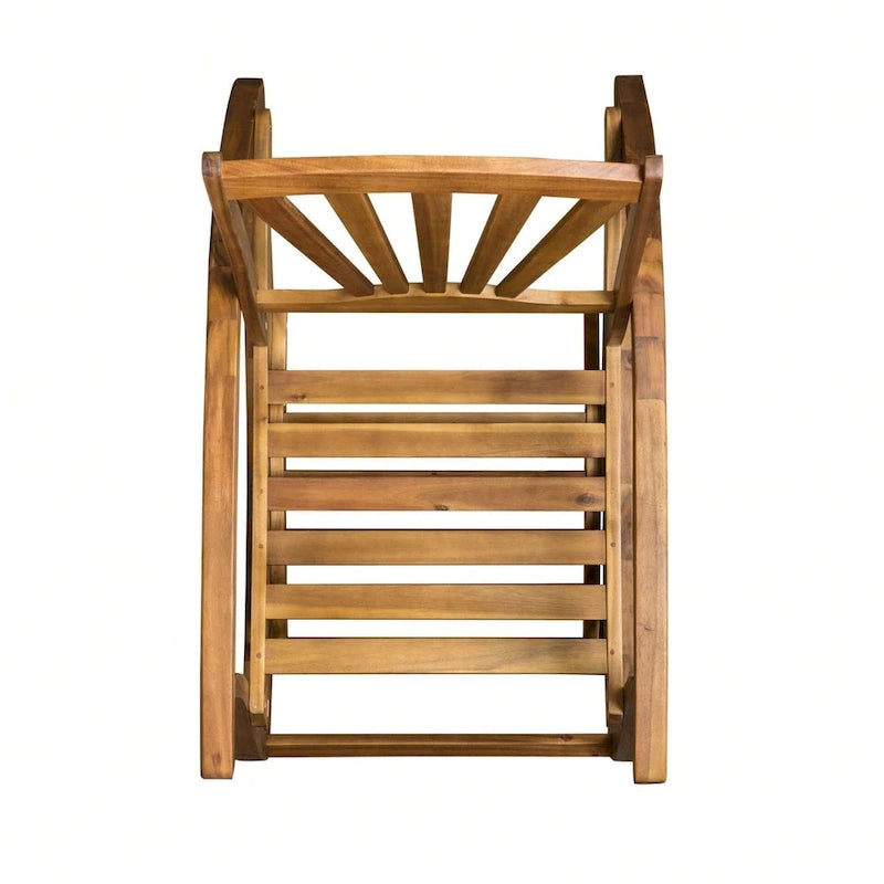 Sedia a Dondolo Reclinabile Cusp Barn in Legno di Acacia, Design Resistente, Poggiapiedi Retraibile con Funzione Dondolo