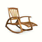 Sedia a Dondolo Reclinabile Cusp Barn in Legno di Acacia, Design Resistente, Poggiapiedi Retraibile con Funzione Dondolo