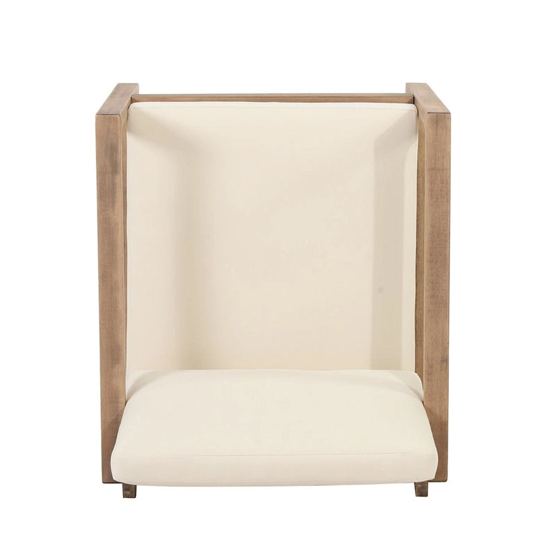 Poltrona da club da esterno in legno di acacia con cuscini, marrone e beige, 29,5 P X 27,5 L X 31,5 H