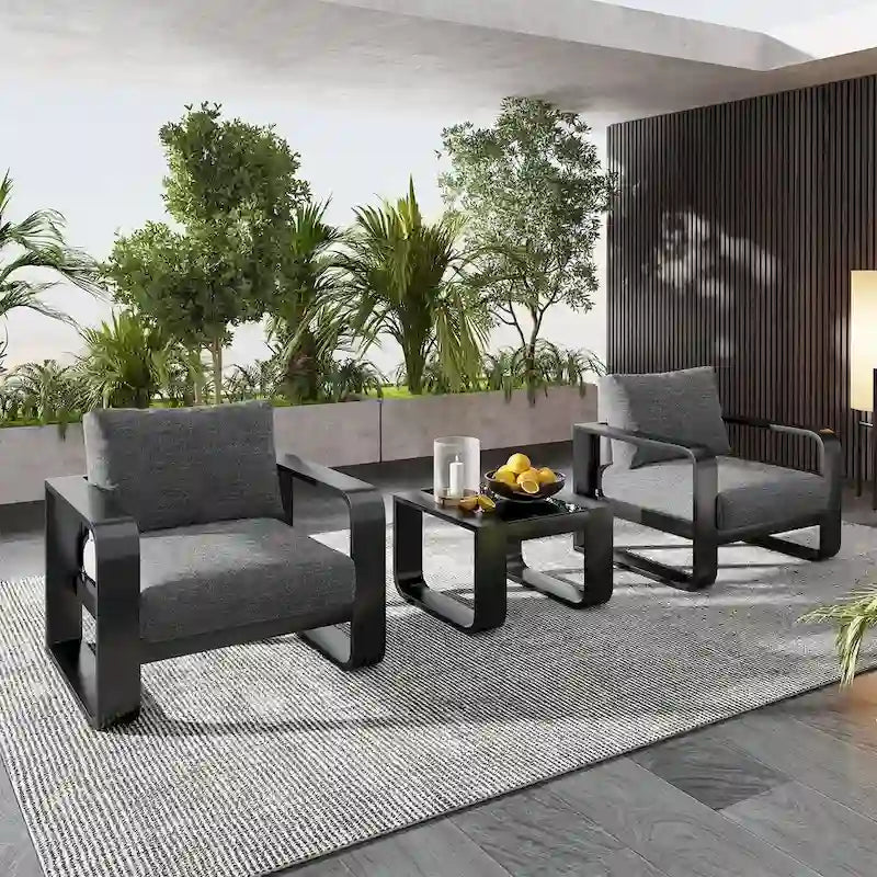 Set di mobili da giardino in alluminio a 3 pezzi