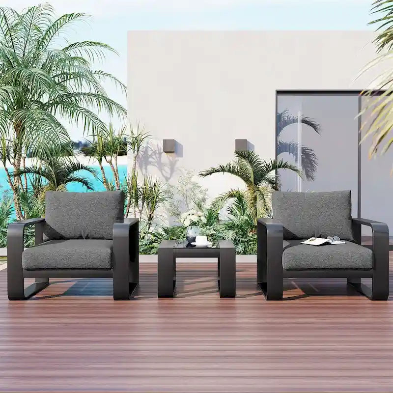 Set di mobili da giardino in alluminio a 3 pezzi