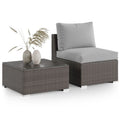 Set di mobili da patio da 2 pezzi con tavolino da caffè in rattan PE resistente all'acqua - Grigio
