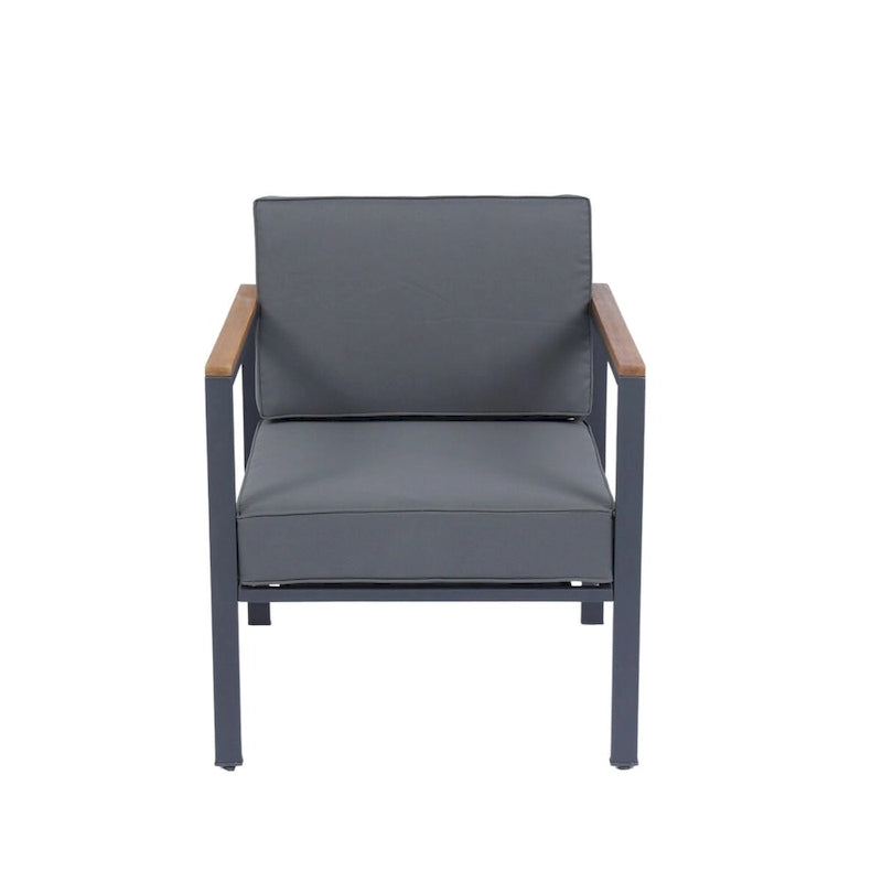 Set Divano da Esterno 4 Pezzi con Piano in Legno di Acacia e Cuscini Grigio Scuro - 28,35*46,46*27,56 pollici