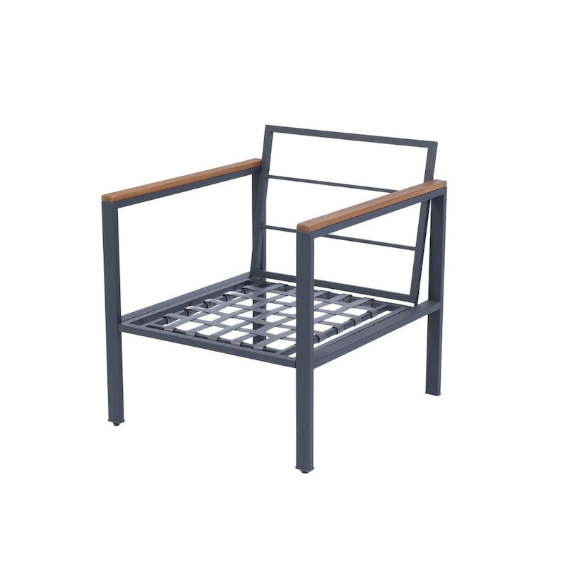 Set Divano da Esterno 4 Pezzi con Piano in Legno di Acacia e Cuscini Grigio Scuro - 28,35*46,46*27,56 pollici