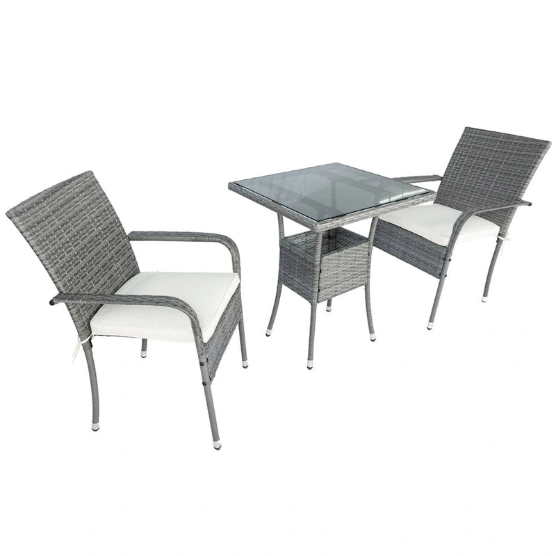 Set da conversazione da patio in vimini 3 pezzi