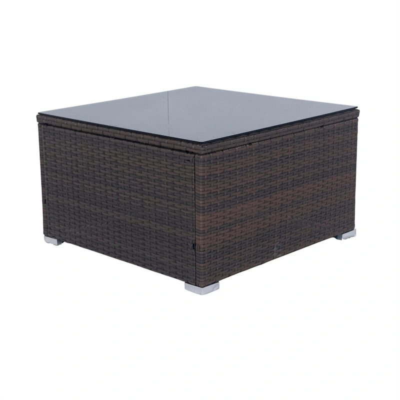 Set sezionale per patio in vimini da 11 pezzi per 10 persone con contenitore