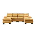 Moderno divano componibile a U grande in tessuto ciniglia con pouf, divano reversibile per soggiorno