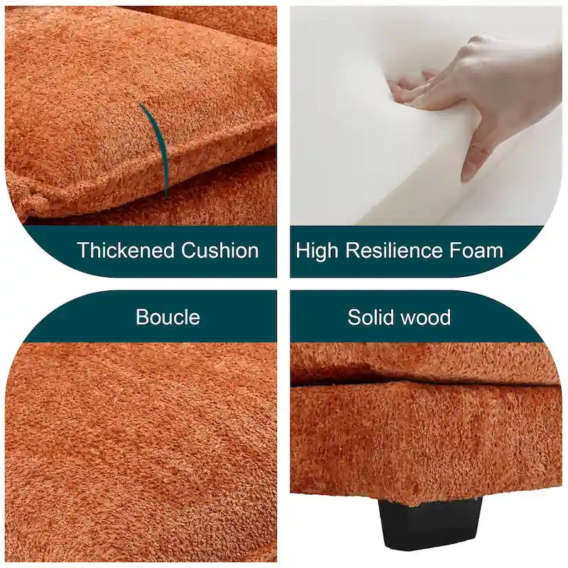 Moderno divano componibile a U grande in tessuto ciniglia con pouf, divano reversibile per soggiorno