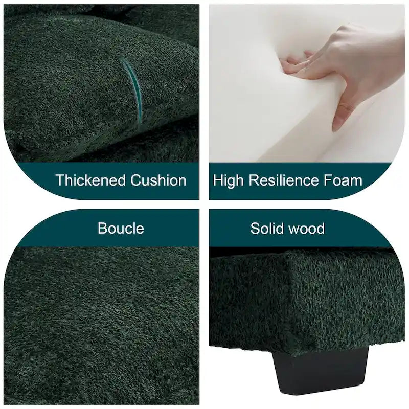 Moderno divano componibile a U grande in tessuto ciniglia con pouf, divano reversibile per soggiorno