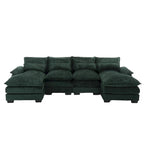 Moderno divano componibile a U grande in tessuto ciniglia con pouf, divano reversibile per soggiorno