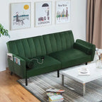 Divano Letto Futon in Velluto Convertibile con Schienale Regolabile, Daybed Letto per Ospiti per Soggiorno - 2 Posti
