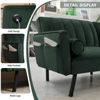Divano Letto Futon in Velluto Convertibile con Schienale Regolabile, Daybed Letto per Ospiti per Soggiorno - 2 Posti