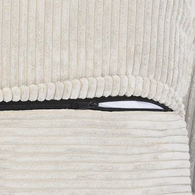 Divano sezionale in velluto a coste oversize con pouf, divano a L convertibile con seduta profonda per soggiorno moderno