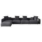 Divano sezionale in velluto a coste oversize con pouf, divano a L convertibile con seduta profonda per soggiorno moderno