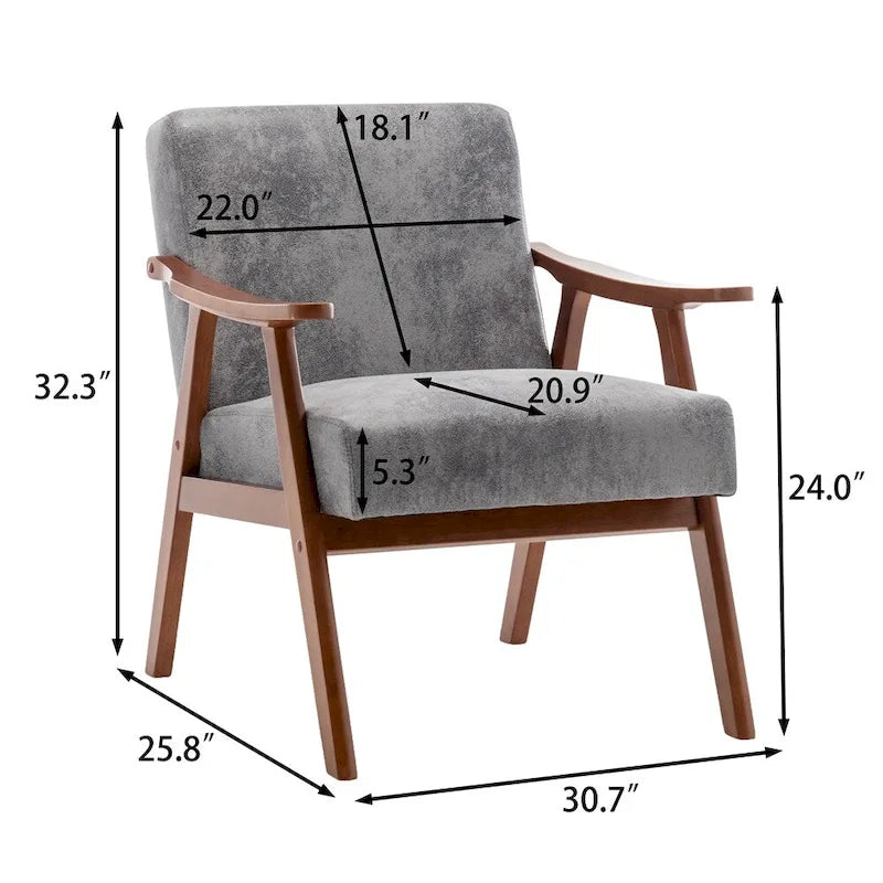 Sedia Mid-Century Modern, Poltrona da Soggiorno con Struttura in Legno Massello