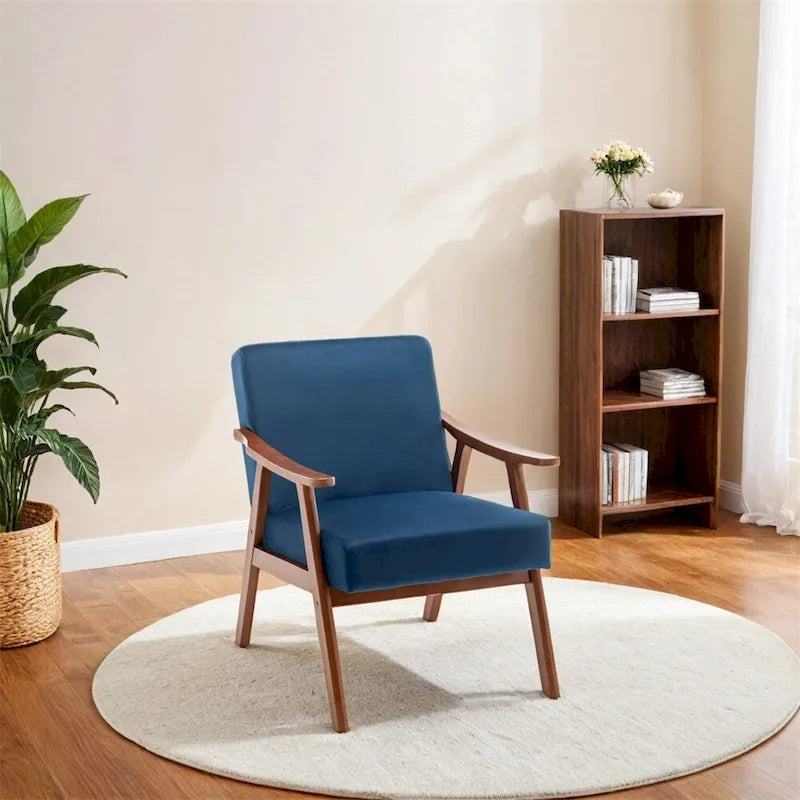 Sedia Mid-Century Modern, Poltrona da Soggiorno con Struttura in Legno Massello