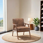 Sedia Mid-Century Modern, Poltrona da Soggiorno con Struttura in Legno Massello