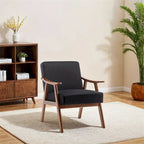 Sedia Mid-Century Modern, Poltrona da Soggiorno con Struttura in Legno Massello