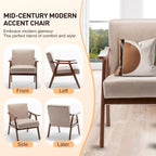 Sedia Mid-Century Modern, Poltrona da Soggiorno con Struttura in Legno Massello